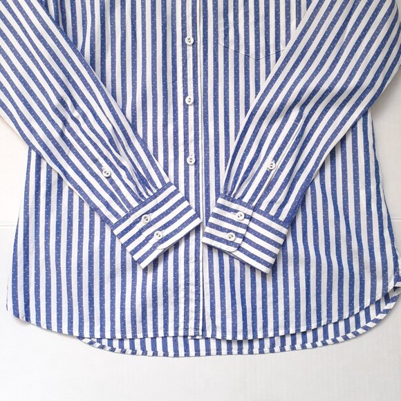 J. Crew Striped & Dot Long Sleeve Button Up Boy Fit Shirt Blue White Size 2 - Picture 7 of 12